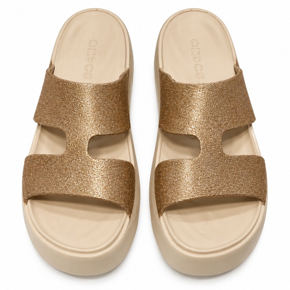 Crocs Getaway Platform Glitter H-Strap Sandal Size 9 Glitter Wedge Strappy Y2K